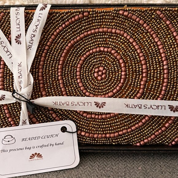 Lucy's Batik Beaded Clutch/Wallet | One of a Kind, Custom | Handmade! | BNWT 🎁 - Picture 3 of 9